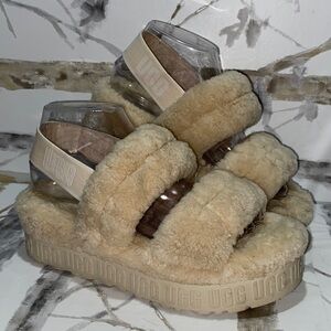 Ugg Oh Fluffita Shearling Slide Sling  Sandals, Natural